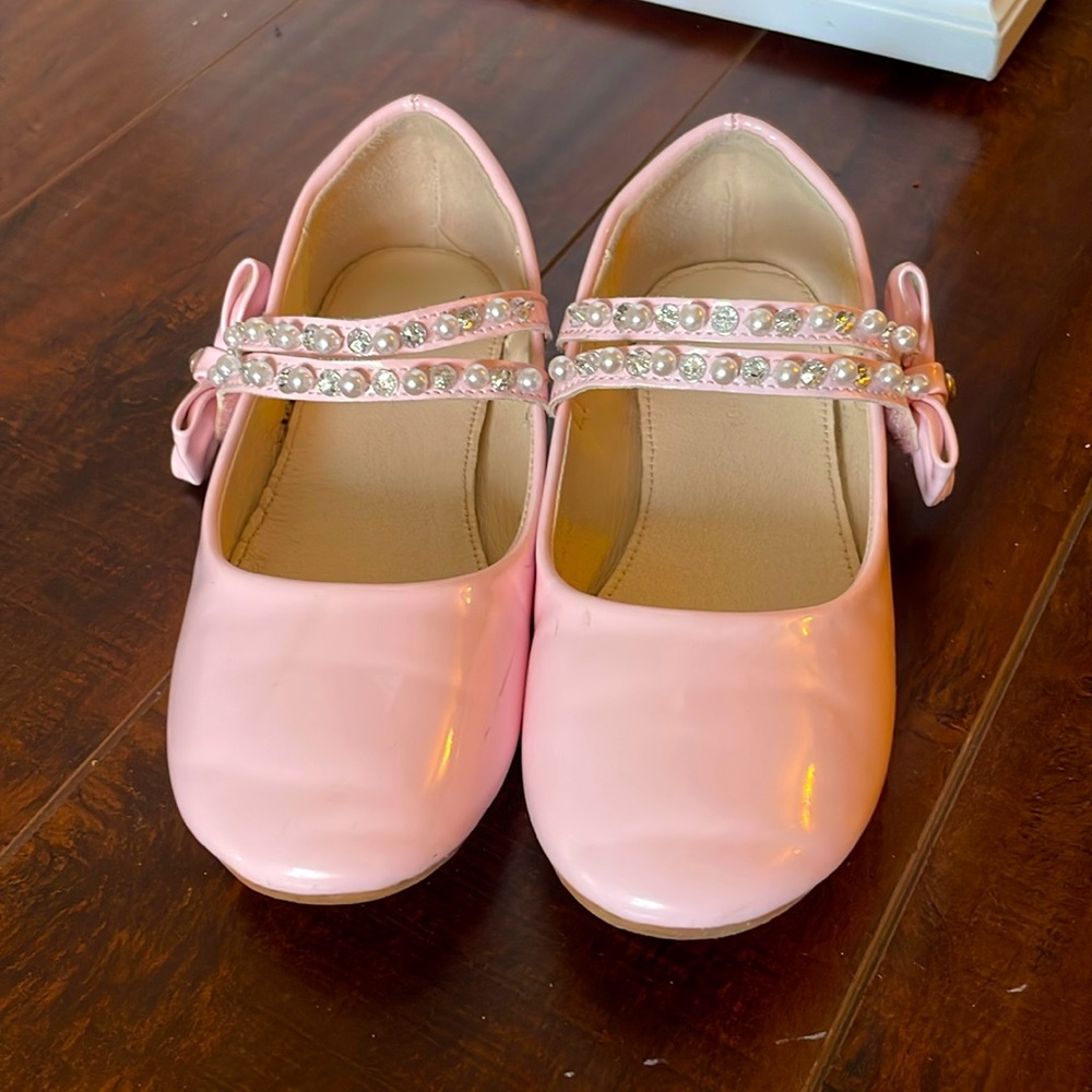 Pink pearl and rhinestone shiny Mary Janes